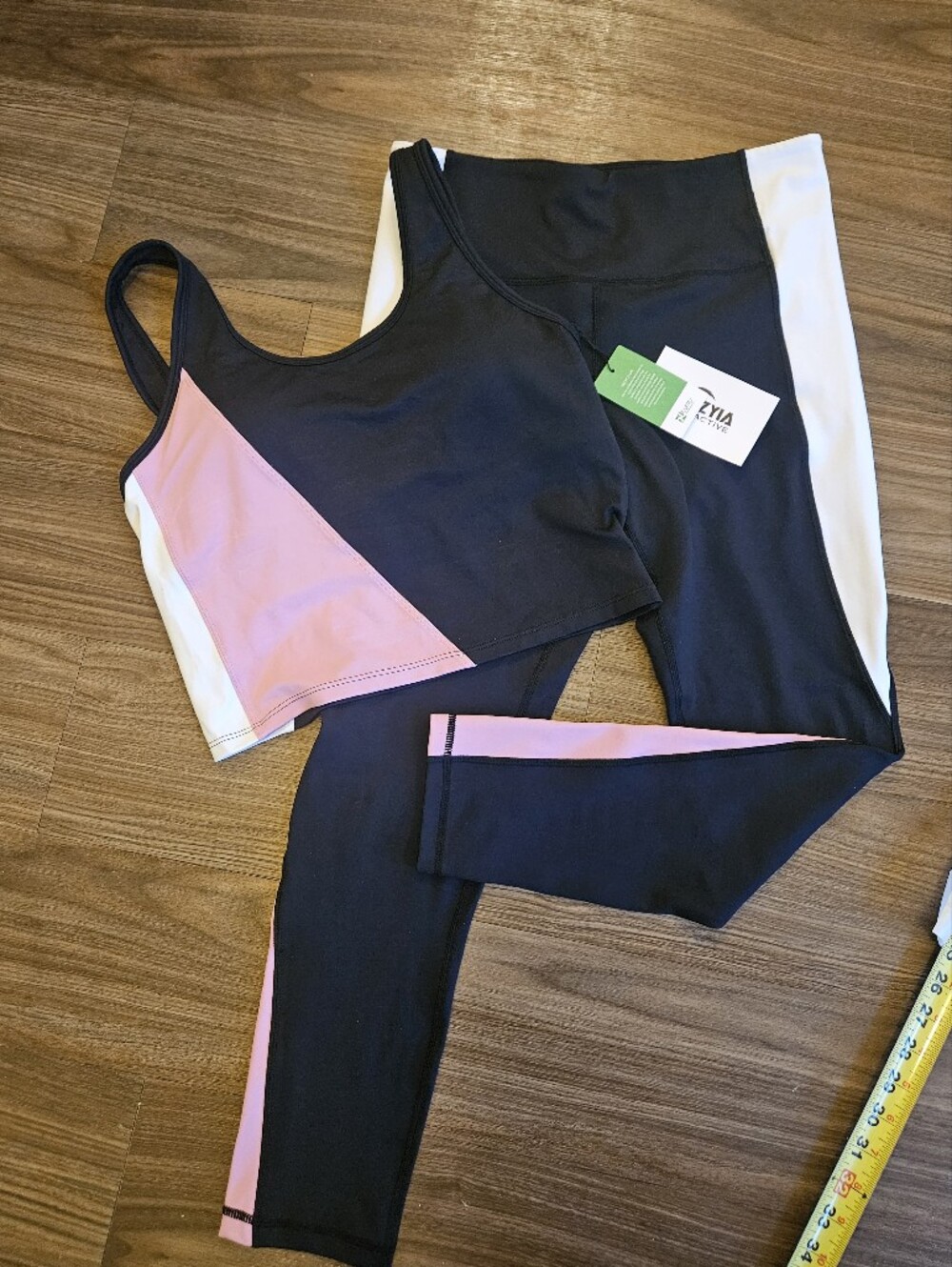 ZYIA Active Pink Perspective Light n Tight Leggings + Tank Set XL / 8-10 NWT